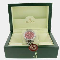 Rolex Customised Red 2.7CT Diamond Stainless Steel Datejust  Automatic Men's Wristwatch 36MM