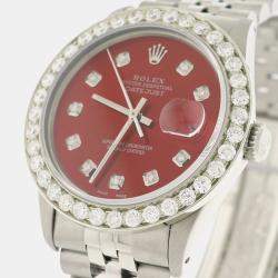 Rolex Customised Red 2.7CT Diamond Stainless Steel Datejust  Automatic Men's Wristwatch 36MM