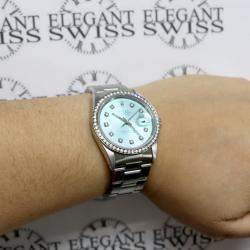 Rolex Customised Ice Blue Diamond Stainless Steel Datejust  Automatic Men's Wristwatch 36MM