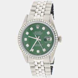 Rolex Customised Forest Green Diamond Stainless Steel Datejust  Automatic Men's Wristwatch 36MM