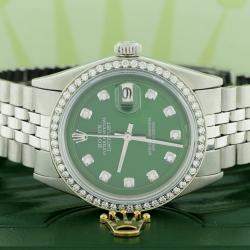 Rolex Customised Forest Green Diamond Stainless Steel Datejust  Automatic Men's Wristwatch 36MM