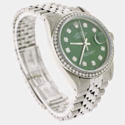 Rolex Customised Forest Green Diamond Stainless Steel Datejust  Automatic Men's Wristwatch 36MM