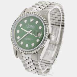Rolex Customised Forest Green Diamond Stainless Steel Datejust  Automatic Men's Wristwatch 36MM