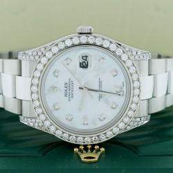 Rolex Customised White MOP 3.88CT Diamond Stainless Steel Datejust II 116300 Automatic Men's Wristwatch 41mm