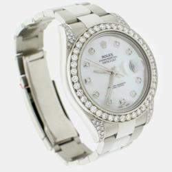 Rolex Customised White MOP 3.88CT Diamond Stainless Steel Datejust II 116300 Automatic Men's Wristwatch 41mm