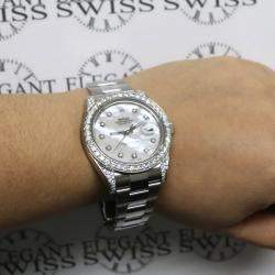 Rolex Customised White MOP 3.88CT Diamond Stainless Steel Datejust II 116300 Automatic Men's Wristwatch 41mm
