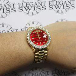 Rolex Customised Red MOP 4.0CT Diamond 18K Yellow Gold Day-Date  Automatic Men's Wristwatch 36MM