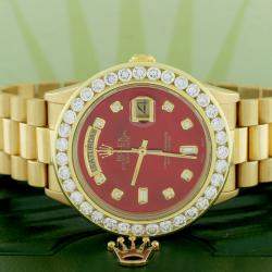 Rolex Customised Red MOP 4.0CT Diamond 18K Yellow Gold Day-Date  Automatic Men's Wristwatch 36MM