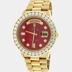 Rolex Customised Red MOP 4.0CT Diamond 18K Yellow Gold Day-Date  Automatic Men's Wristwatch 36MM
