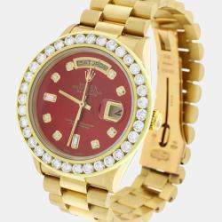 Rolex Customised Red MOP 4.0CT Diamond 18K Yellow Gold Day-Date  Automatic Men's Wristwatch 36MM