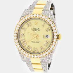 Rolex Customised  Diamond 18K Yellow Gold Stainless Steel Datejust II 116333 Automatic Men's Wristwatch 41MM