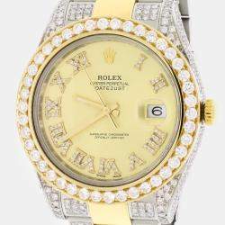 Rolex Customised  Diamond 18K Yellow Gold Stainless Steel Datejust II 116333 Automatic Men's Wristwatch 41MM