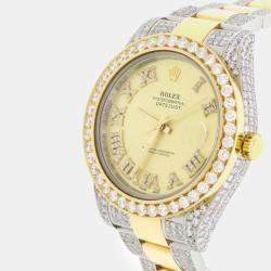 Rolex Customised  Diamond 18K Yellow Gold Stainless Steel Datejust II 116333 Automatic Men's Wristwatch 41MM