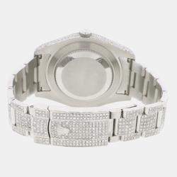 Rolex Customised Sky Blue 10.52CT Diamond Stainless Steel Datejust II 116300 Automatic Men's Wristwatch 41mm