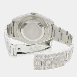 Rolex Customised Sky Blue 10.52CT Diamond Stainless Steel Datejust II 116300 Automatic Men's Wristwatch 41mm
