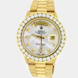 Rolex Customised  MOP 4CT Diamond Stainless Steel Day-Date  Automatic Men's Wristwatch 36MM