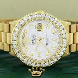 Rolex Customised  MOP 4CT Diamond Stainless Steel Day-Date  Automatic Men's Wristwatch 36MM