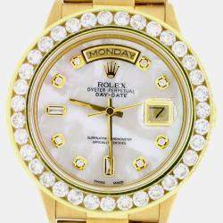 Rolex Customised  MOP 4CT Diamond Stainless Steel Day-Date  Automatic Men's Wristwatch 36MM