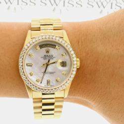 Rolex Customised  Diamond 18k Yellow Gold  Day-Date  Automatic Men's Wristwatch 36MM