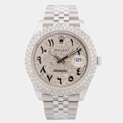 Rolex Customised Silver Diamond Stainless Steel Datejust 126300 Automatic Men's Wristwatch 41mm