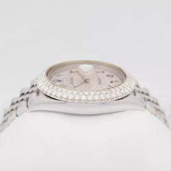 Rolex Customised Silver Diamond Stainless Steel Datejust 126300 Automatic Men's Wristwatch 41mm