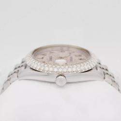 Rolex Customised Silver Diamond Stainless Steel Datejust 126300 Automatic Men's Wristwatch 41mm