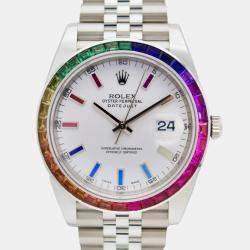 Rolex Customised White Diamond Stainless Steel Datejust 126300 Automatic Men's Wristwatch 41mm