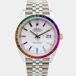Rolex Customised White Diamond Stainless Steel Datejust 126300 Automatic Men's Wristwatch 41mm