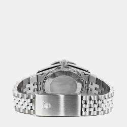 Pre Owned Rolex Customised Green Diamond Stainless Steel Datejust  Automatic Men's Wristwatch 36mm