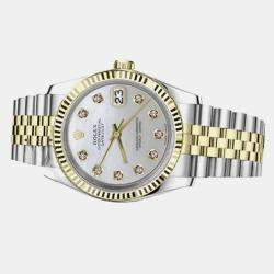 Rolex Customised White MOP Diamond 18K Yellow Gold Stainless Steel Vintage 16013 Automatic Men's Wristwatch 36mm