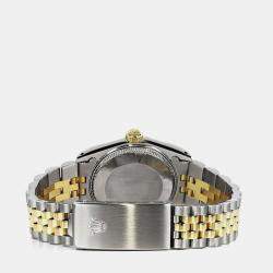 Rolex Customised Black Diamond 18K Yellow Gold Stainless Steel Datejust 16013 Automatic Men's Wristwatch 36mm