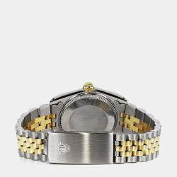 Rolex Customised Black MOP Diamond 18K Yellow Gold Stainless Steel Datejust 16013 Automatic Men's Wristwatch 36mm