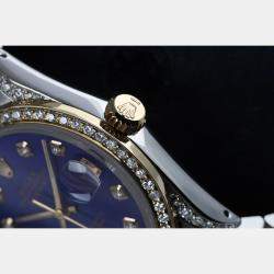 Rolex Customised Blue MOP Diamond 18K Yellow Gold Stainless Steel Datejust 16013 Automatic Men's Wristwatch 36mm
