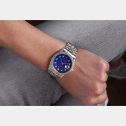 Rolex Customised Blue MOP Diamond 18K Yellow Gold Stainless Steel Datejust 16013 Automatic Men's Wristwatch 36mm