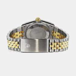 Rolex Customised Orange Diamond 18K Yellow Gold Stainless Steel Datejust 16013 Automatic Men's Wristwatch 36mm