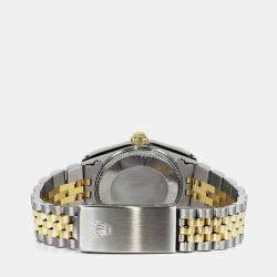 Rolex Customised Pink MOP Diamond 18K Yellow Gold Stainless Steel Datejust 16013 Automatic Men's Wristwatch 36mm