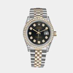 Rolex Customised Chocolate Diamond 18K Yellow Gold Stainless Steel Datejust 16013 Automatic Men's Wristwatch 36mm