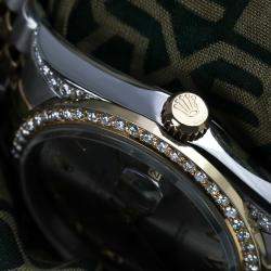 Rolex Customised Grey Diamond 18K Yellow Gold Stainless Steel Datejust 16013 Automatic Men's Wristwatch 36mm