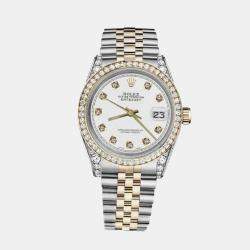 Rolex Customised White Diamond 18K Yellow Gold Stainless Steel Datejust 116233 Automatic Men's Wristwatch 36mm