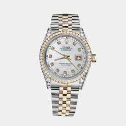 Rolex Customised White MOP Diamond 18K Yellow Gold Stainless Steel Datejust 116233 Automatic Men's Wristwatch 36mm