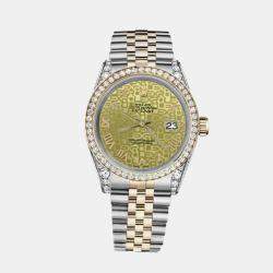 Rolex Customised Champagne Diamond 18K Yellow Gold Stainless Steel Datejust 116233 Automatic Men's Wristwatch 36mm