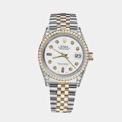 Rolex Customised White Diamond 18K Yellow Gold Stainless Steel Datejust 116233 Automatic Men's Wristwatch 36mm