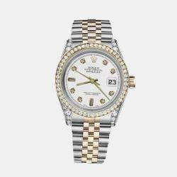 Rolex Customised White Diamond 18K Yellow Gold Stainless Steel Datejust 116233 Automatic Men's Wristwatch 36mm