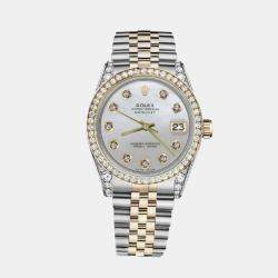 Rolex Customised White MOP Diamond 18K Yellow Gold Stainless Steel Datejust 116233 Automatic Men's Wristwatch 36mm