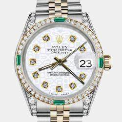 Rolex Customised White Diamond 18K Yellow Gold Stainless Steel Datejust 16013 Automatic Men's Wristwatch 36mm