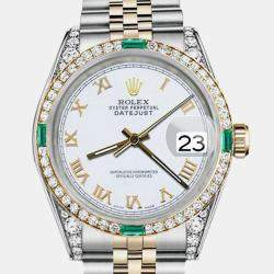 Rolex Customised White Diamond 18K Yellow Gold Stainless Steel Datejust 16013 Automatic Men's Wristwatch 36mm