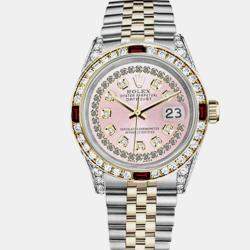 Rolex Customised Pink Diamond 18K Yellow Gold Stainless Steel Datejust 16013 Automatic Men's Wristwatch 36mm