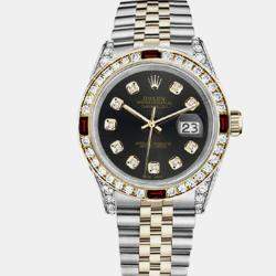 Rolex Customised Chocolate Diamond 18K Yellow Gold Stainless Steel Datejust 16013 Automatic Men's Wristwatch 36mm