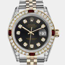 Rolex Customised Chocolate Diamond 18K Yellow Gold Stainless Steel Datejust 16013 Automatic Men's Wristwatch 36mm