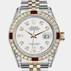 Rolex Customised White Diamond 18K Yellow Gold Stainless Steel Datejust 16013 Automatic Men's Wristwatch 36mm
